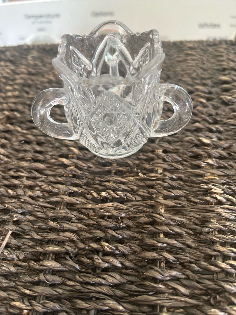 Clear Cut Glass toothpick holder with Handles